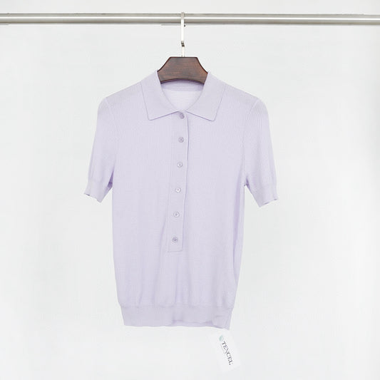 Taro purple Silk Polo shirt